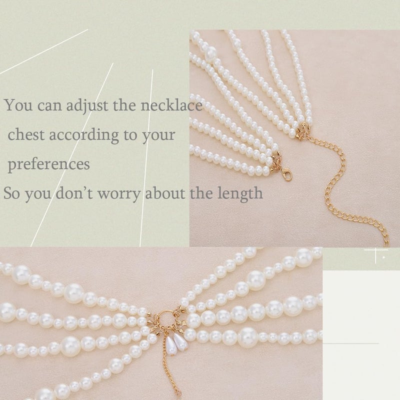 Bmirth Pearl Waist Chain Pearls Body Jewelry Layered Belly Chain Dress Pearl Belt Summer Beach Rave Party Body Accessories - Image 3